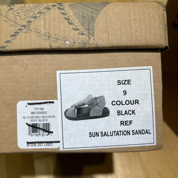 NIB | Free People Sun Salutation Puffy Strap Black Sandals Size 9 - Picture 5 of 9